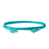 Low Loss 0.15dB LC/UPC to SC/UPC Multimode OM4 Duplex Fiber Patch Cable | Corning ClearCurve OM4 50 µm Laser-Optimized Fiber | Aqua OFNR Jacket, Aqua Connectors