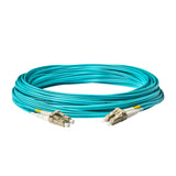 0.2dB LC/UPC to LC/UPC Multimode OM4 Duplex Fiber Patch Cable | Corning ClearCurve OM4 50 µm Laser-Optimized Fiber | Aqua OFNR Jacket, Beige Connectors