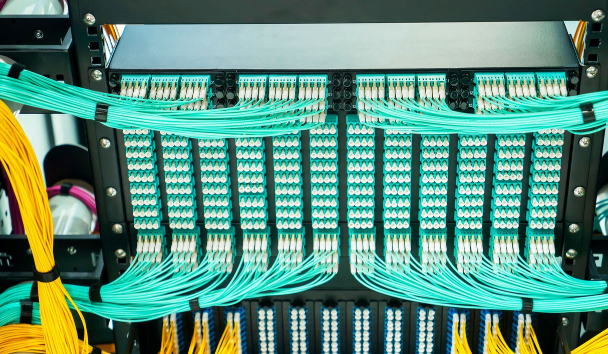 0.2dB LC/UPC to LC/UPC Multimode OM4 Duplex Fiber Patch Cable | Corning ClearCurve OM4 50 µm Laser-Optimized Fiber | Aqua OFNR Jacket, Beige Connectors