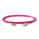 0.2dB LC/UPC to LC/UPC Multimode OM4 Duplex Fiber Patch Cable | Corning ClearCurve OM4 50 µm Laser-Optimized Fiber | Magenta OFNR Jacket, Beige Connectors