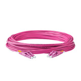 Ultra Low Loss 0.1dB LC/UPC to LC/UPC Multimode OM4 Duplex Fiber Patch Cable | Corning ClearCurve OM4 50 µm Laser-Optimized Fiber | Magenta OFNR Jacket, Magenta Connectors