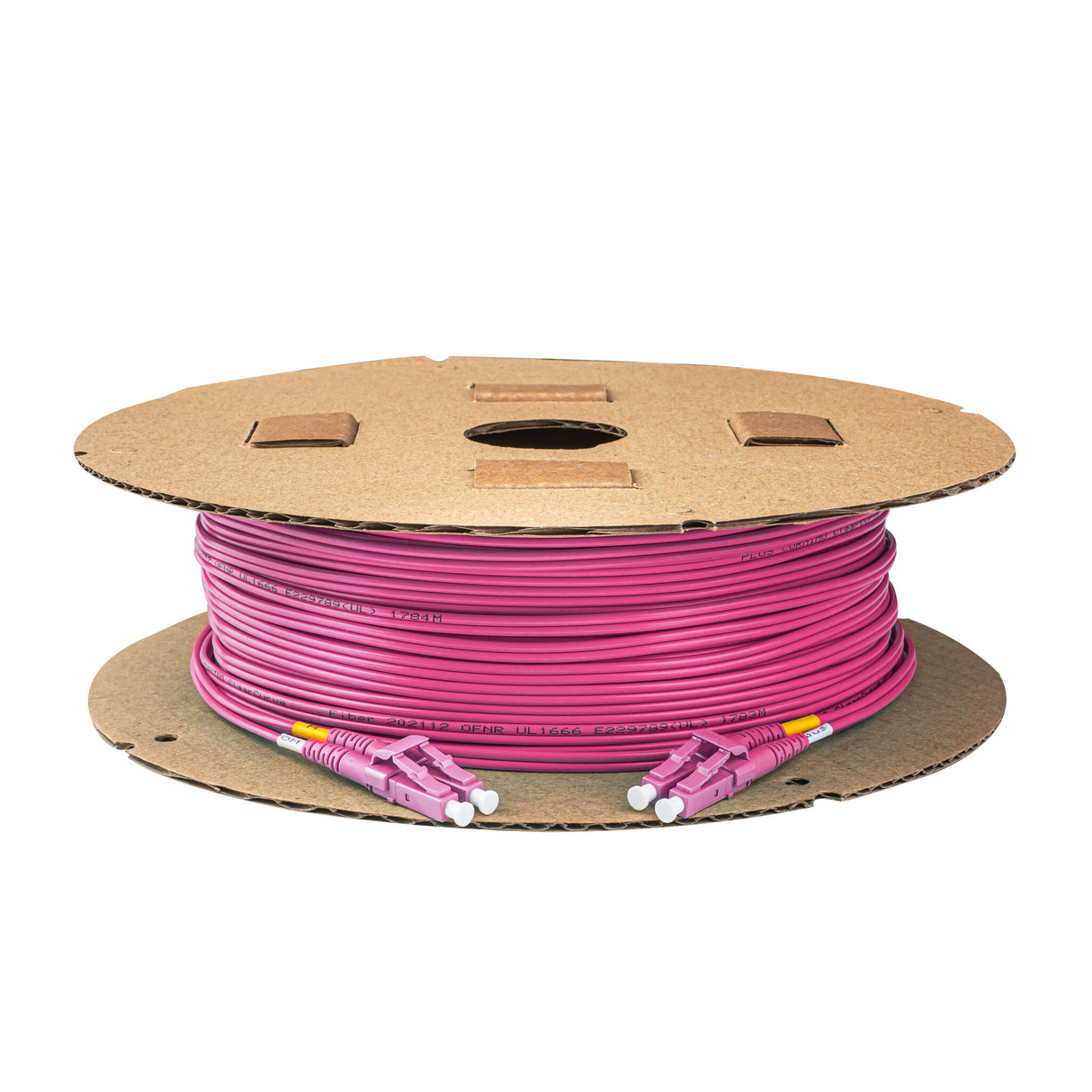 Ultra Low Loss 0.1dB LC/UPC to LC/UPC Multimode OM4 Duplex Fiber Patch Cable | Corning ClearCurve OM4 50 µm Laser-Optimized Fiber | Magenta OFNR Jacket, Magenta Connectors