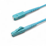 0.2dB LC/UPC to SC/UPC Multimode OM4 Simplex Fiber Patch Cable | Corning ClearCurve OM4 50 µm Laser-Optimized Fiber | Aqua OFNR Jacket, Aqua Connectors