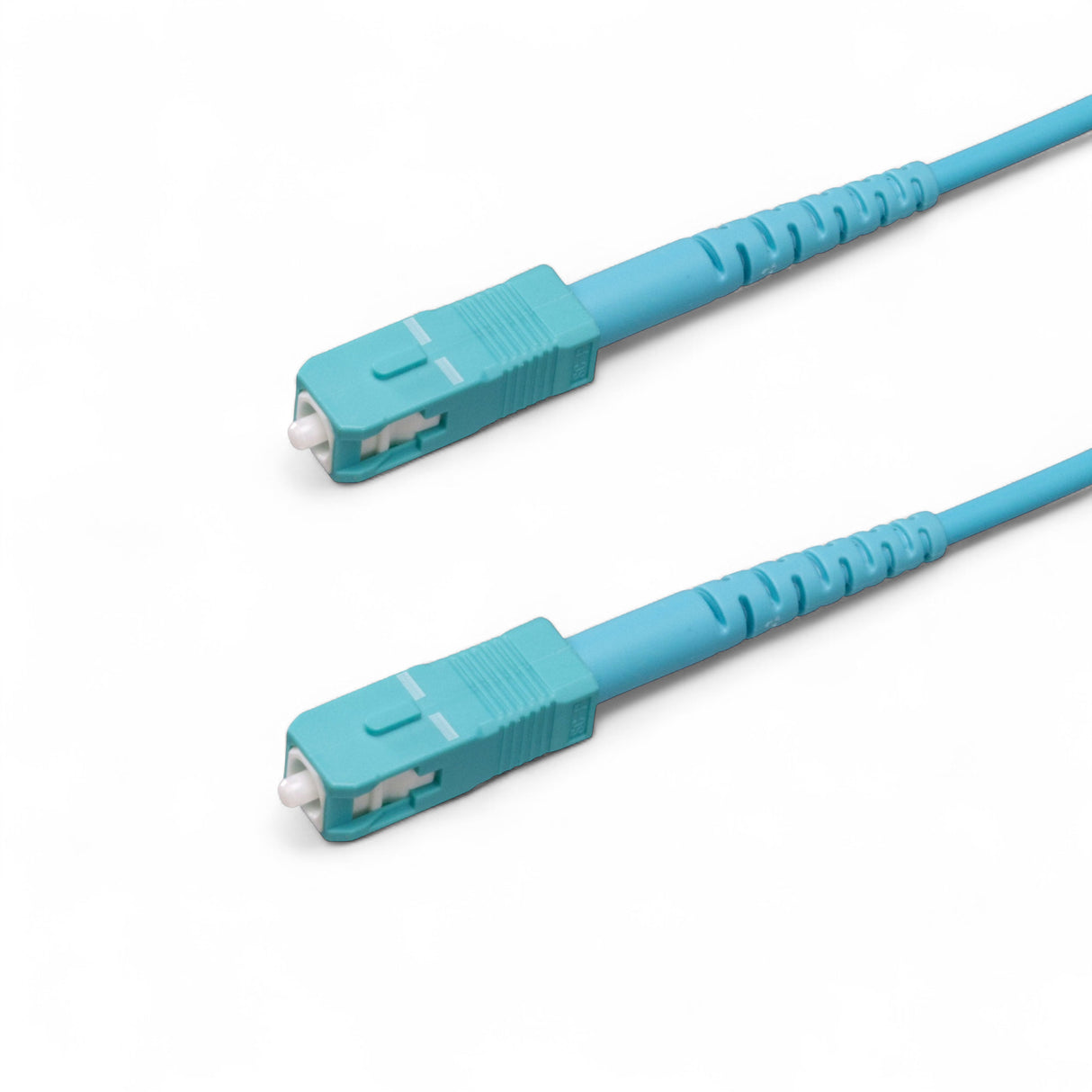 0.2dB SC/UPC to SC/UPC Multimode OM4 Simplex Fiber Patch Cable | Corning ClearCurve OM4 50 µm Laser-Optimized Fiber | Aqua LSZH Jacket, Aqua Connectors