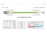 0.2dB LC/UPC to FC/UPC Multimode OM5 Duplex Fiber Patch Cable | OM5 50 µm Laser-Optimized Fiber | Lime Green OFNP Jacket, Beige Connectors
