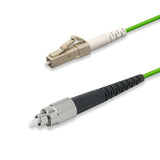 Low Loss 0.15dB LC/UPC to FC/UPC Multimode OM5 Simplex Fiber Patch Cable | OM5 50 µm Laser-Optimized Fiber | Lime Green OFNR Jacket, Beige Connectors