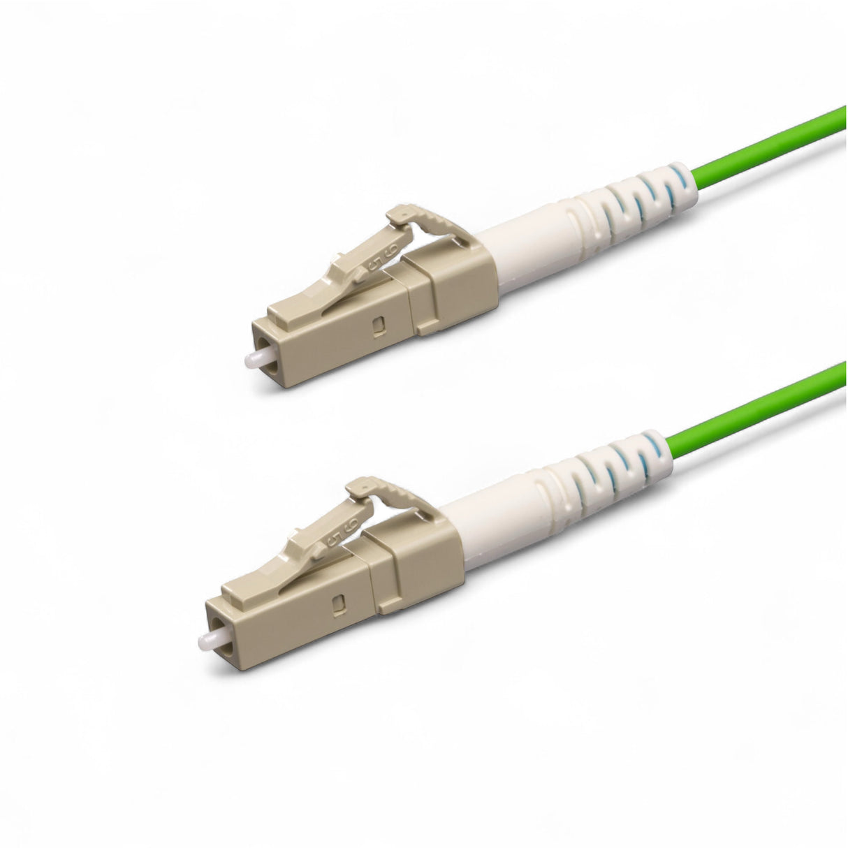 0.2dB LC/UPC to LC/UPC Multimode OM5 Simplex Fiber Patch Cable | OM5 50 µm Laser-Optimized Fiber | Lime Green OFNR Jacket, Beige Connectors