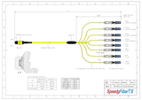 16-Fiber Non-Pinned MPO-16/APC to  8 x CS/UPC Breakout Cable | Corning® SMF-28® Ultra Single-mode Optical Fiber | OS1/OS2 Compatible | Crossover, Yellow MPO Connector, Blue CS Connector, Yellow Cable Jacket | OFNP Jacket