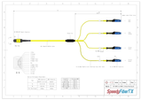 8-Fiber Non-Pinned MPO/APC to  4 x MDC/UPC Fanout Cable | Corning® SMF-28® Ultra Single-mode Optical Fiber | OS1/OS2 Compatible | Type B, Yellow MPO Connector, Blue MDC Connector, Yellow Cable Jacket | OFNP Jacket