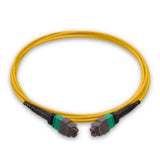 16-Fiber Elite Non-Pinned MTP/APC to Non-Pinned MTP/APC Jumper Cable | Corning SMF-28 Ultra Single-mode Optical Fiber | OS1/OS2 Compatible | Type B Crossover, Green MTP Connector, Yellow OFNP Cable Jacket