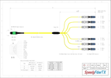 12-Fiber Non-Pinned MTP-12/APC to  6 x CS/UPC Breakout Cable | Corning® SMF-28® Ultra Single-mode Optical Fiber | OS1/OS2 Compatible | Type B, Green MTP Connector, Blue CS Connector, Yellow Cable Jacket | OFNP Jacket