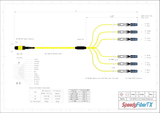 12-Fiber Non-Pinned MTP-12/APC to  6 x CS/UPC Breakout Cable | Corning® SMF-28® Ultra Single-mode Optical Fiber | OS1/OS2 Compatible | Type B, Yellow MTP Connector, Blue CS Connector, Yellow Cable Jacket | OFNP Jacket