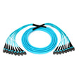 96-Fiber Elite Non-Pinned MTP® to MTP® Trunk Cable with Corning® ClearCurve® OM4 Multimode Fiber, Type B polarity, Magenta Jacket and Aqua Connectors on both ends