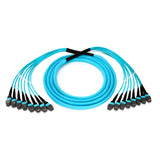 96-Fiber Elite Non-Pinned MTP® to MTP® Trunk Cable with Corning® ClearCurve® OM4 Multimode Fiber, Type B polarity, Magenta Jacket and Aqua Connectors on both ends