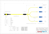 8-Fiber Elite Non-Pinned MTP/APC to 4 x LC Uniboot/UPC Duplex QSFP Type Breakout Cable | Corning SMF-28 Ultra Single-mode Optical Fiber | OS1/OS2 Compatible | Type B, Yellow MTP Connector, Blue LC Uniboot Connector, Yellow OFNP Cable Jacket