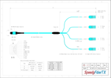 8-Fiber Elite Non-Pinned MTP/UPC to 4 x LC Uniboot/UPC Duplex QSFP Type Breakout Cable | Corning ClearCurve OM4 Multimode Optical Fiber | Type B, Aqua MTP Connector, Aqua LC Uniboot Connector, Aqua OFNP Cable Jacket