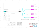 8-Fiber Elite Non-Pinned MTP/UPC to 4 x LC Uniboot/UPC Duplex QSFP Type Breakout Cable | Corning ClearCurve OM4 Multimode Optical Fiber | Type B, Aqua MTP Connector, Magenta LC Uniboot Connector, Aqua OFNP Cable Jacket