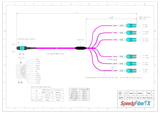 12-Fiber Elite Non-Pinned MTP/UPC to 6 x LC Uniboot/UPC Duplex QSFP Type Breakout Cable | Corning ClearCurve OM4 Multimode Optical Fiber | Type B, Aqua MTP Connector, Aqua LC Uniboot Connector, Magenta OFNP Cable Jacket