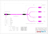 8-Fiber Elite Non-Pinned MTP/UPC to 4 x LC Uniboot/UPC Duplex QSFP Type Breakout Cable | Corning ClearCurve OM4 Multimode Optical Fiber | Type B, Magenta MTP Connector, Magenta LC Uniboot Connector, Magenta OFNP Cable Jacket