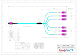 12-Fiber Elite Non-Pinned MTP/UPC to 6 x LC Uniboot/UPC Duplex QSFP Type Breakout Cable | Corning ClearCurve OM4 Multimode Optical Fiber | Type B, Magenta MTP Connector, Magenta LC Uniboot Connector, Aqua OFNP Cable Jacket