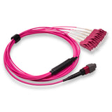 12-Fiber Elite Non-Pinned MTP/UPC to 6 x LC Uniboot/UPC Duplex QSFP Type Breakout Cable | Corning ClearCurve OM4 Multimode Optical Fiber | Type B, Magenta MTP Connector, Magenta LC Uniboot Connector, Magenta OFNP Cable Jacket
