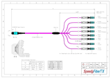 16-Fiber Non-Pinned MTP-16/UPC to  8 x CS/UPC Breakout Cable | Corning® ClearCurve® OM4 Multimode Optical Fiber | Crossover, Aqua MTP Connector, Aqua CS Connector, Magenta Cable Jacket | OFNP Jacket