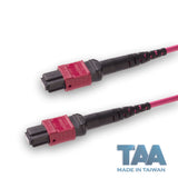 TAA Compliant | 12-Fiber Elite Non-Pinned MTP/UPC to Non-Pinned MTP/UPC Jumper Cable | Corning ClearCurve OM4 Multimode Optical Fiber | Type B, Magenta MTP Connector, Magenta OFNP Cable Jacket
