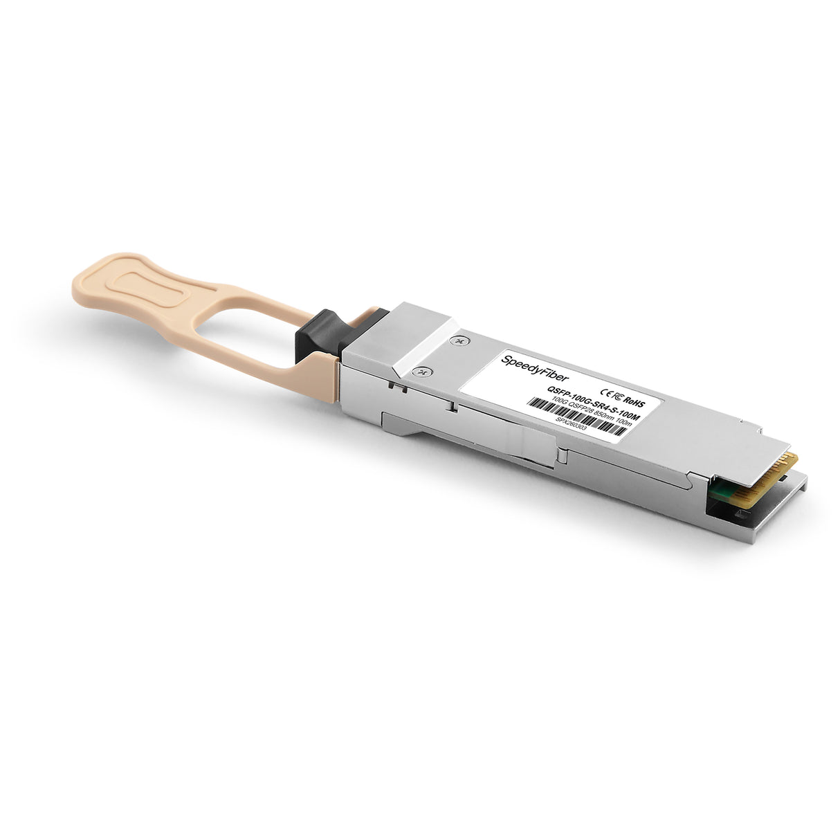 100GBASE-SR4 QSFP28 Optical Transceiver Module, 850nm 100m MMF, DOM Monitoring, MPO-12/UPC Interface, Breakout to 4 × 25G-SR