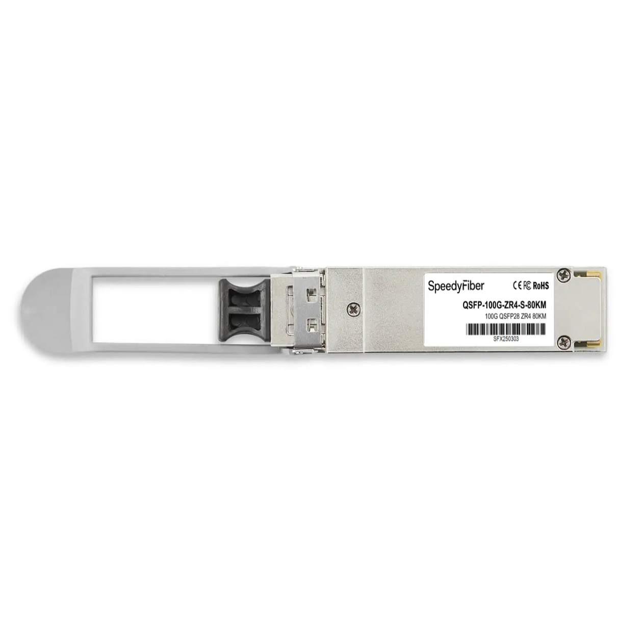 100GBASE-ZR4 QSFP28 Optical Transceiver Module, 1310nm LAN-WDM 80km SMF, DOM Monitoring, LC-UPC Interface, OTU4-Compatible