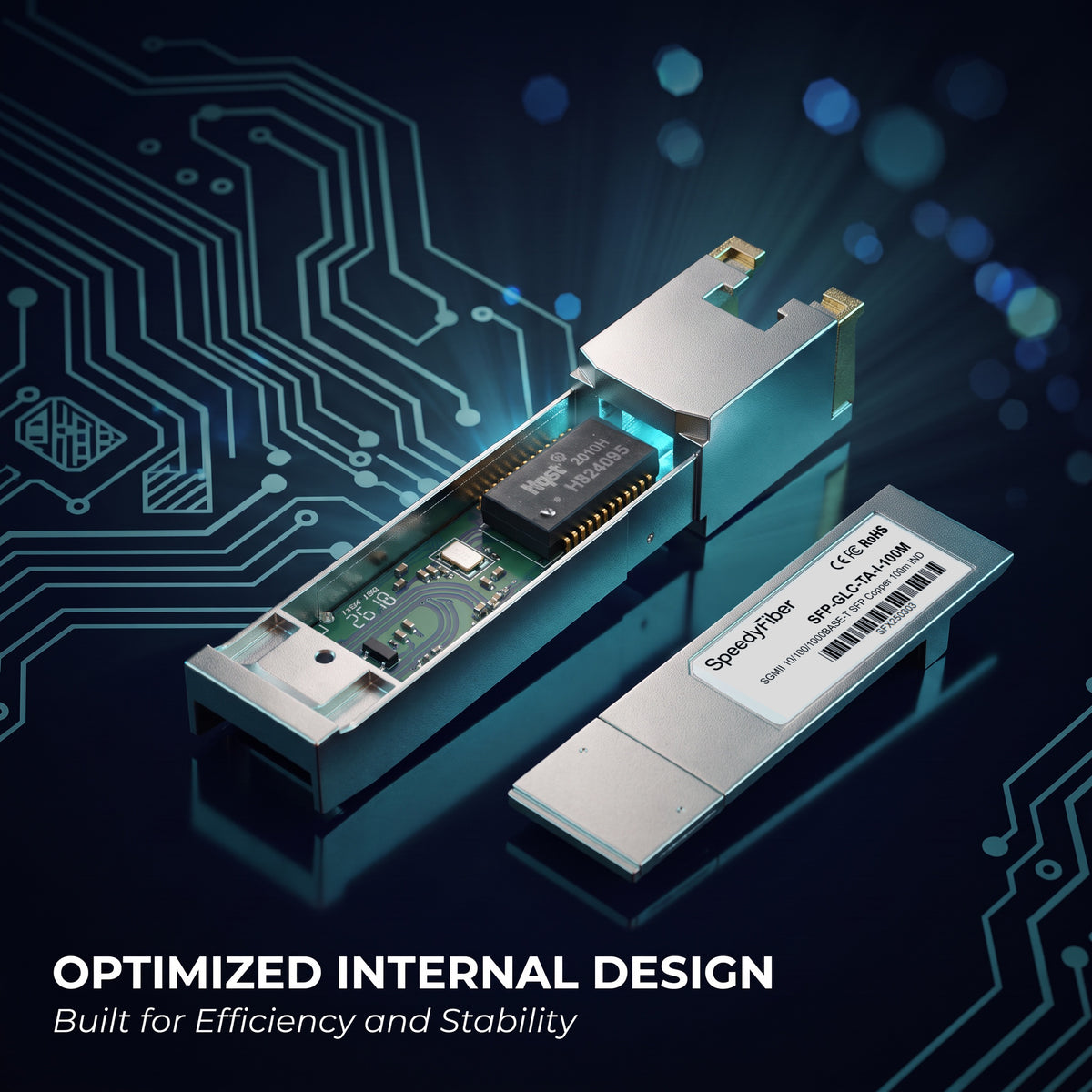 10/100/1000BASE-T SFP Industrial Copper Module | SGMII Interface | 100m Distance | RJ-45 Connector