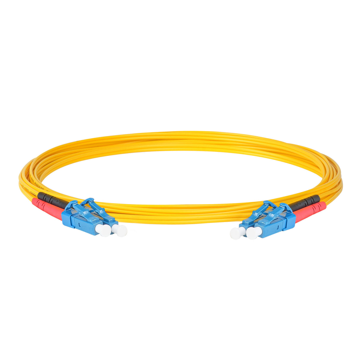 0.2dB LC/UPC to LC/UPC Single-mode Duplex Fiber Patch Cable | Corning SMF-28 Ultra Fiber | Red and Black Boots | OS1/OS2 Compatible | OFNR Jacket