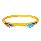 0.2dB SC/UPC to FC/UPC Single-mode Duplex Fiber Patch Cable | Corning SMF-28 Ultra Fiber | Red and Black Boots | OS1/OS2 Compatible | OFNR Jacket