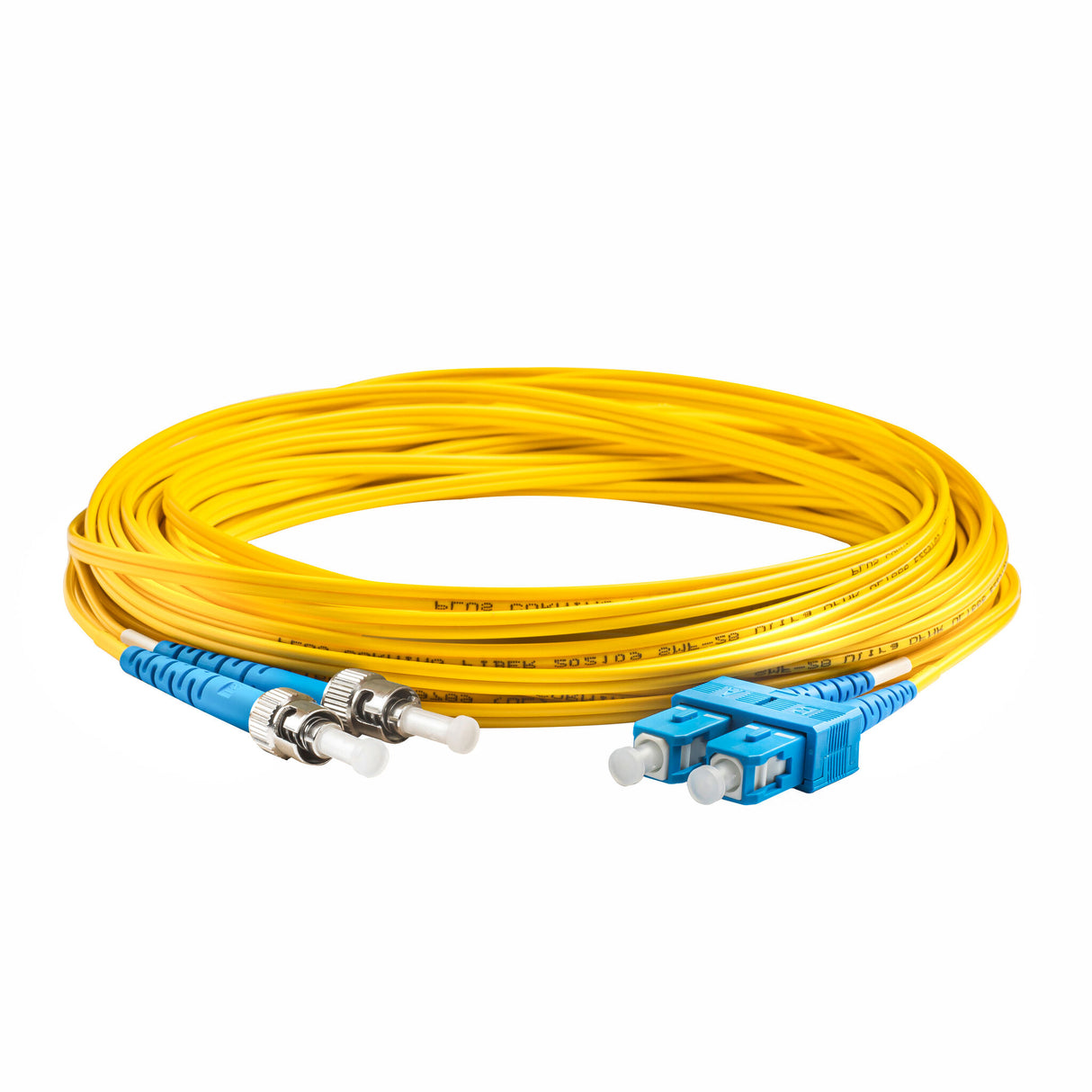 Low Loss 0.15dB SC/UPC to ST/UPC Single-mode Duplex Fiber Patch Cable | Corning SMF-28 Ultra Fiber | OS1/OS2 Compatible | OFNR Jacket