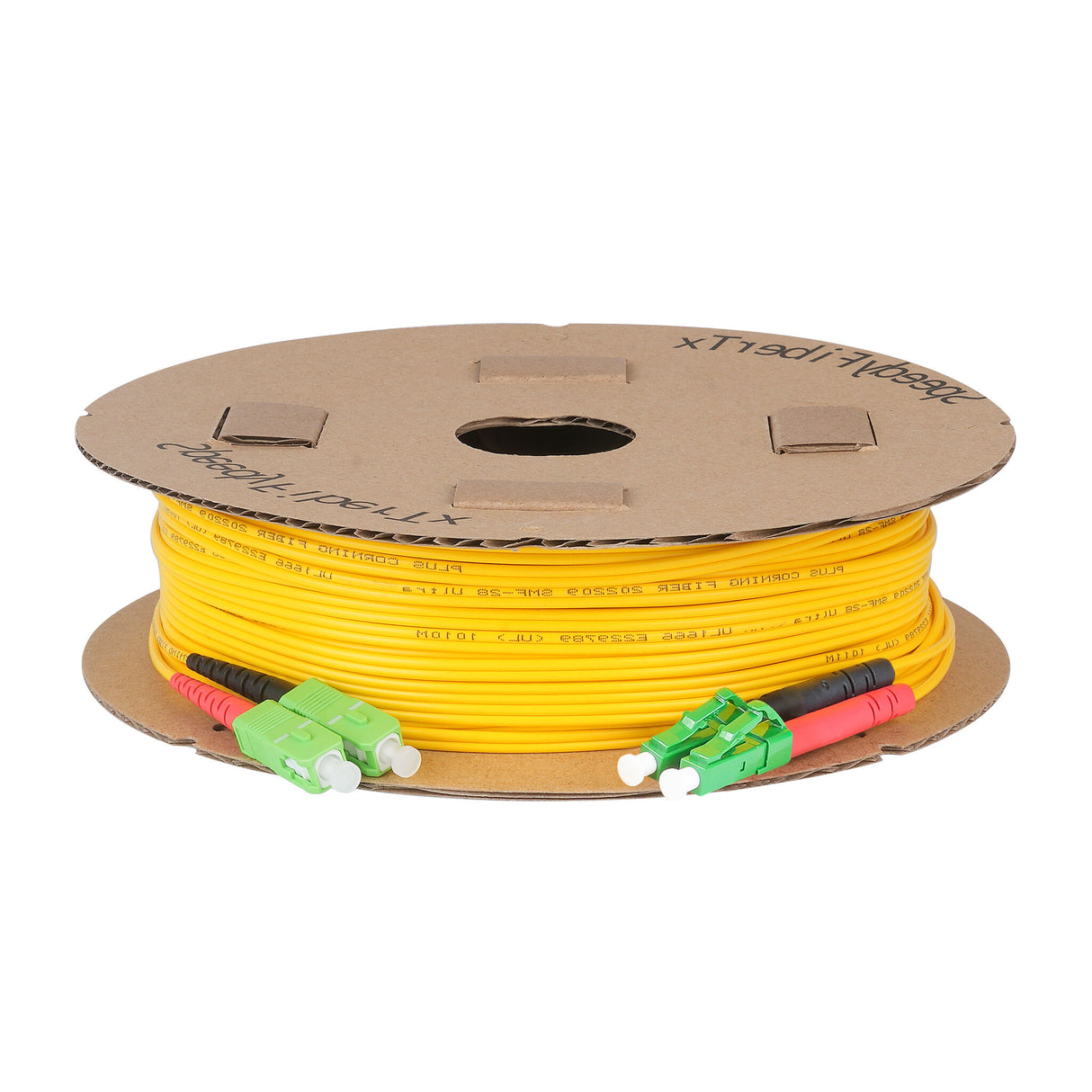 0.2dB LC/APC to SC/APC Single-mode Duplex Fiber Patch Cable | Corning SMF-28 Ultra Fiber | Red and Black Boots | OS1/OS2 Compatible | OFNR Jacket