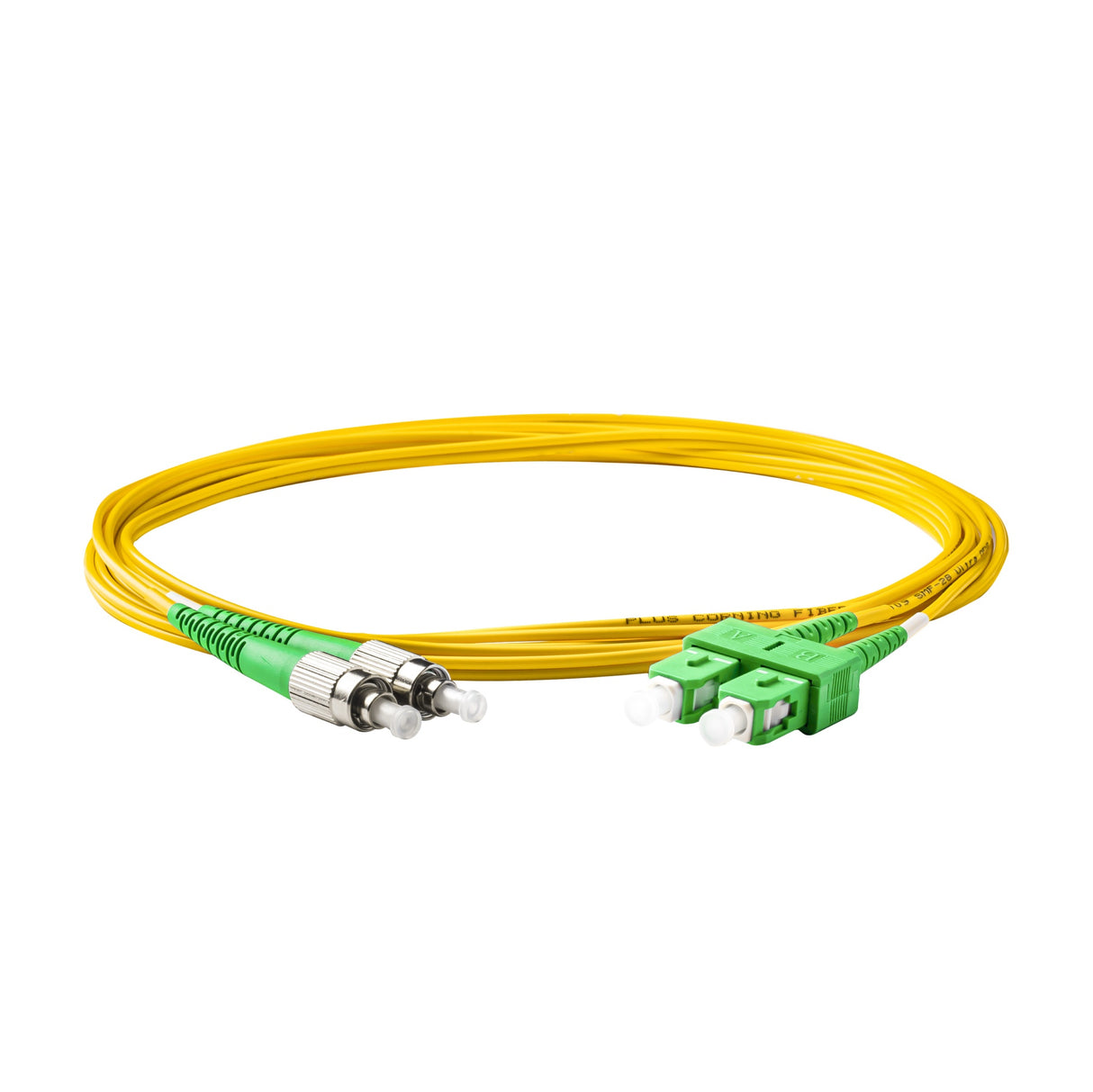 Low Loss 0.15dB SC/APC to FC/APC Single-mode Duplex Fiber Patch Cable | Corning SMF-28 Ultra Fiber | OS1/OS2 Compatible | OFNP Jacket