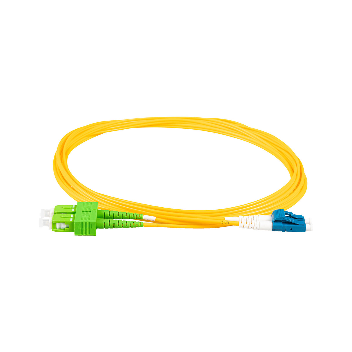 TAA Compliant Fiber Patch Cable | 0.2dB SC/APC to LC/UPC Single-mode Duplex | Corning SMF-28 Ultra Fiber | OS1/OS2 Compatible | OFNR Jacket