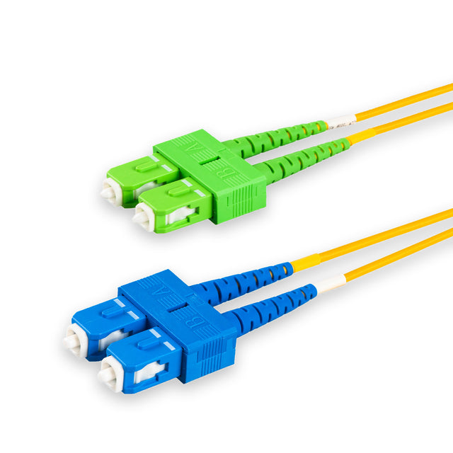 SpeedyFiberTX  SC/APC to SC/UPC Single-Mode Duplex  Fiber Patch Cable | Corning SMF-28 Ultra Fiber | OS1/OS2 Compatible