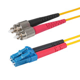 0.2dB FC/APC to LC/UPC Single-mode Duplex Fiber Patch Cable | Corning SMF-28 Ultra Fiber | Red and Black Boots | OS1/OS2 Compatible | OFNR Jacket
