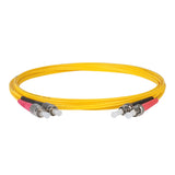 Ultra Low Loss 0.1dB ST/UPC to FC/UPC Single-mode Duplex Fiber Patch Cable | Corning SMF-28 Ultra Fiber | Red and Black Boots | OS1/OS2 Compatible | OFNR Jacket