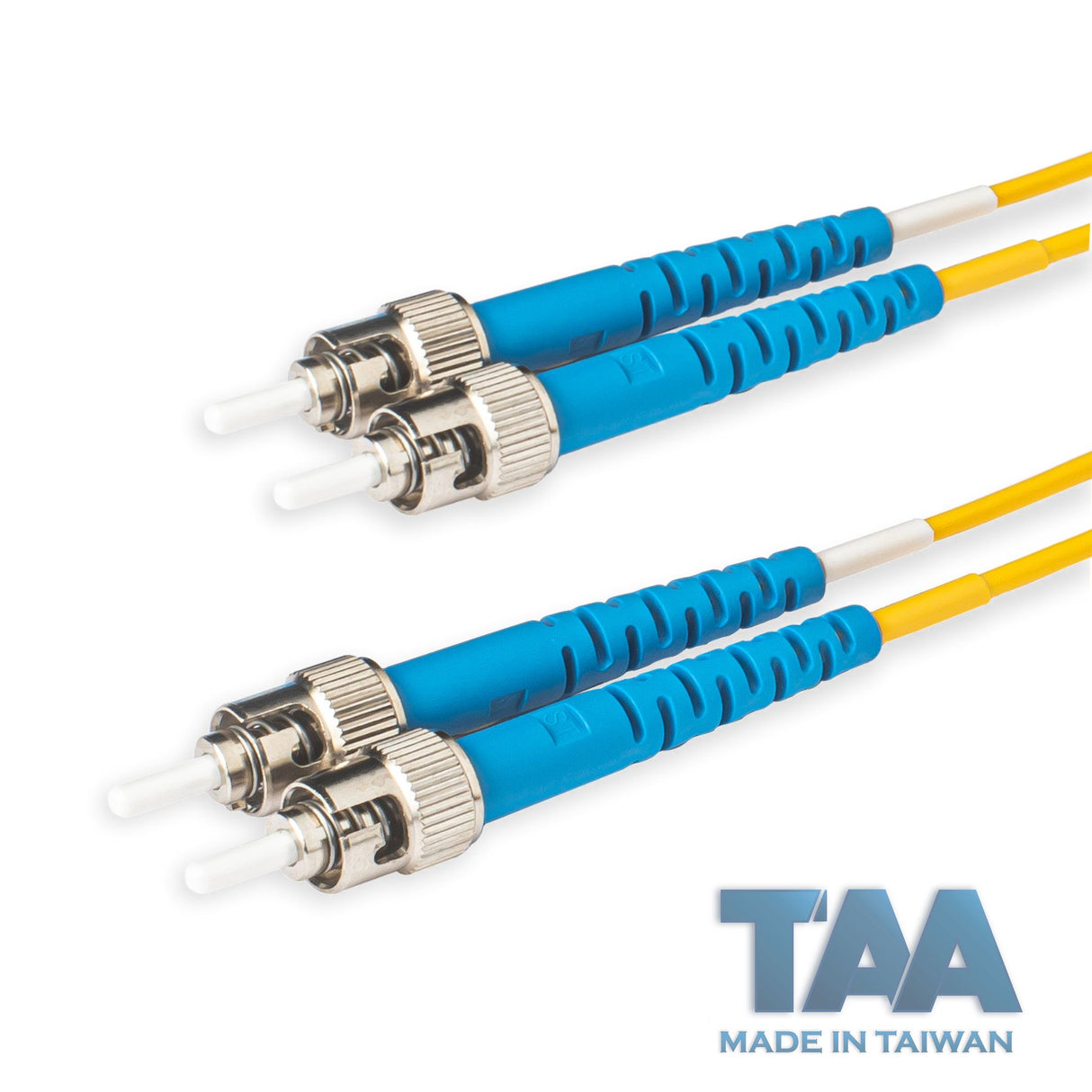 TAA Compliant Fiber Patch Cable | 0.2dB ST/UPC to ST/UPC Single-mode Duplex | Corning SMF-28 Ultra Fiber | OS1/OS2 Compatible | OFNP Jacket