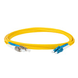 Ultra Low Loss 0.1dB LC/UPC to FC/UPC Single-mode Duplex Fiber Patch Cable | Corning SMF-28 Ultra Fiber | Blue and White Boots | OS1/OS2 Compatible | OFNR Jacket