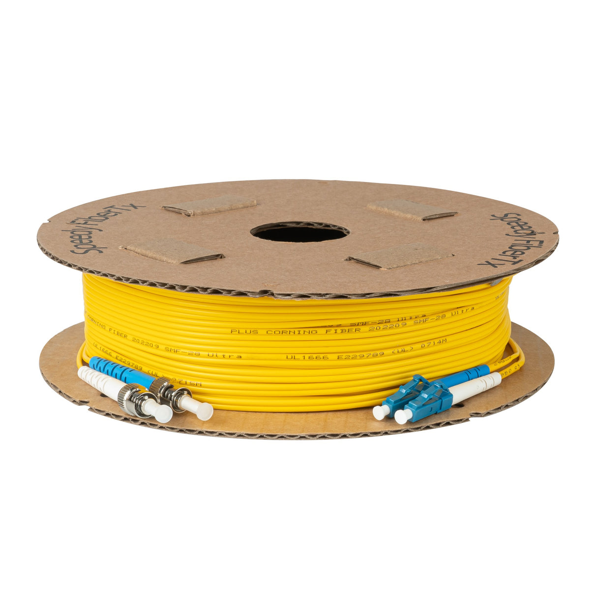 TAA Compliant Fiber Patch Cable | 0.2dB LC/UPC to ST/UPC Single-mode Duplex | Corning SMF-28 Ultra Fiber | OS1/OS2 Compatible | OFNP Jacket