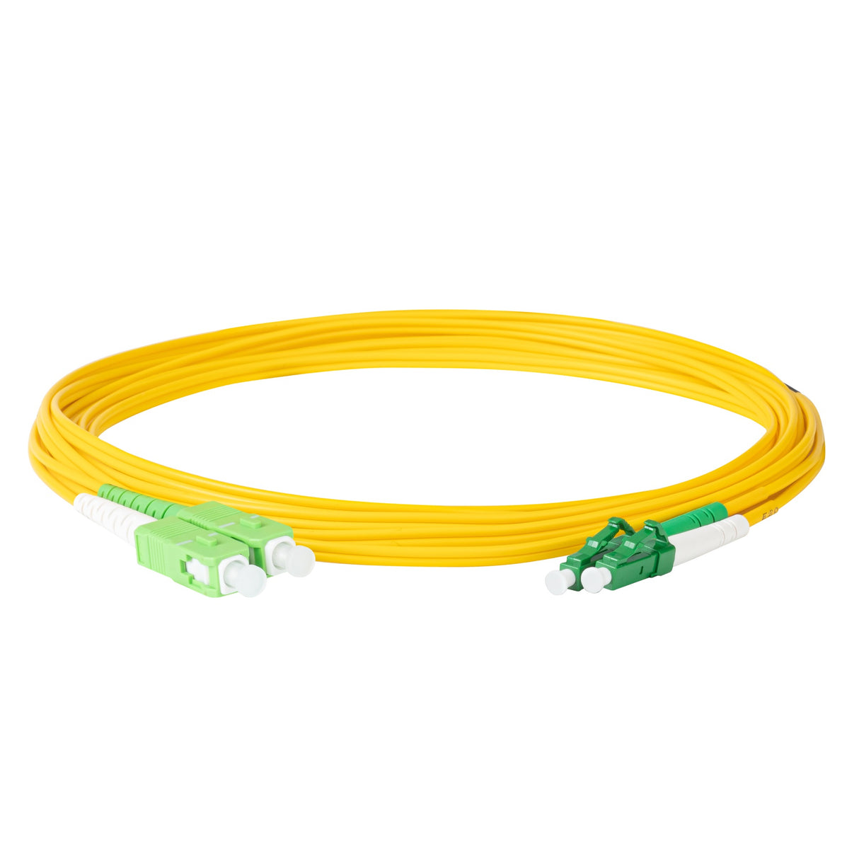 TAA Compliant Fiber Patch Cable | 0.2dB LC/APC to SC/APC Single-mode Duplex | Corning SMF-28 Ultra Fiber | OS1/OS2 Compatible | OFNP Jacket