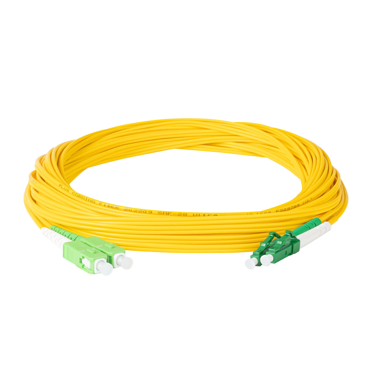 TAA Compliant Fiber Patch Cable | 0.2dB LC/APC to SC/APC Single-mode Duplex | Corning SMF-28 Ultra Fiber | OS1/OS2 Compatible | OFNP Jacket