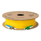 Ultra Low Loss 0.1dB LC/APC to ST/UPC Single-mode Duplex Fiber Patch Cable | Corning SMF-28 Ultra Fiber | Green, Blue and White Boots | OS1/OS2 Compatible | OFNR Jacket