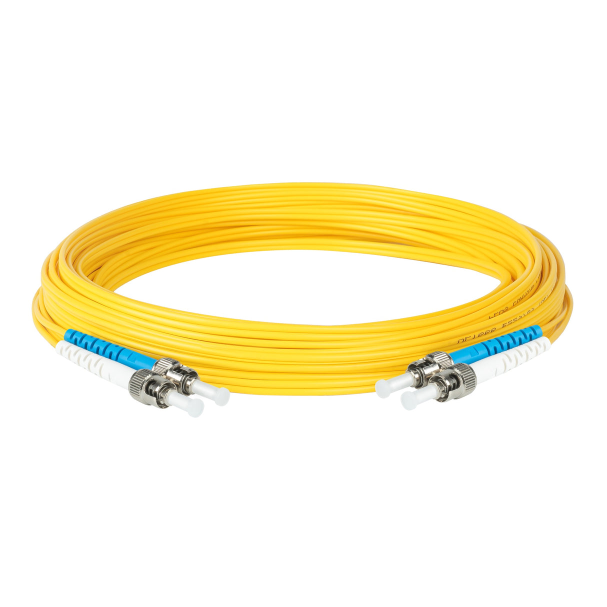 Ultra Low Loss 0.1dB ST/UPC to ST/UPC Single-mode Duplex Fiber Patch Cable | Corning SMF-28 Ultra Fiber | Blue and White Boots | OS1/OS2 Compatible | OFNR Jacket