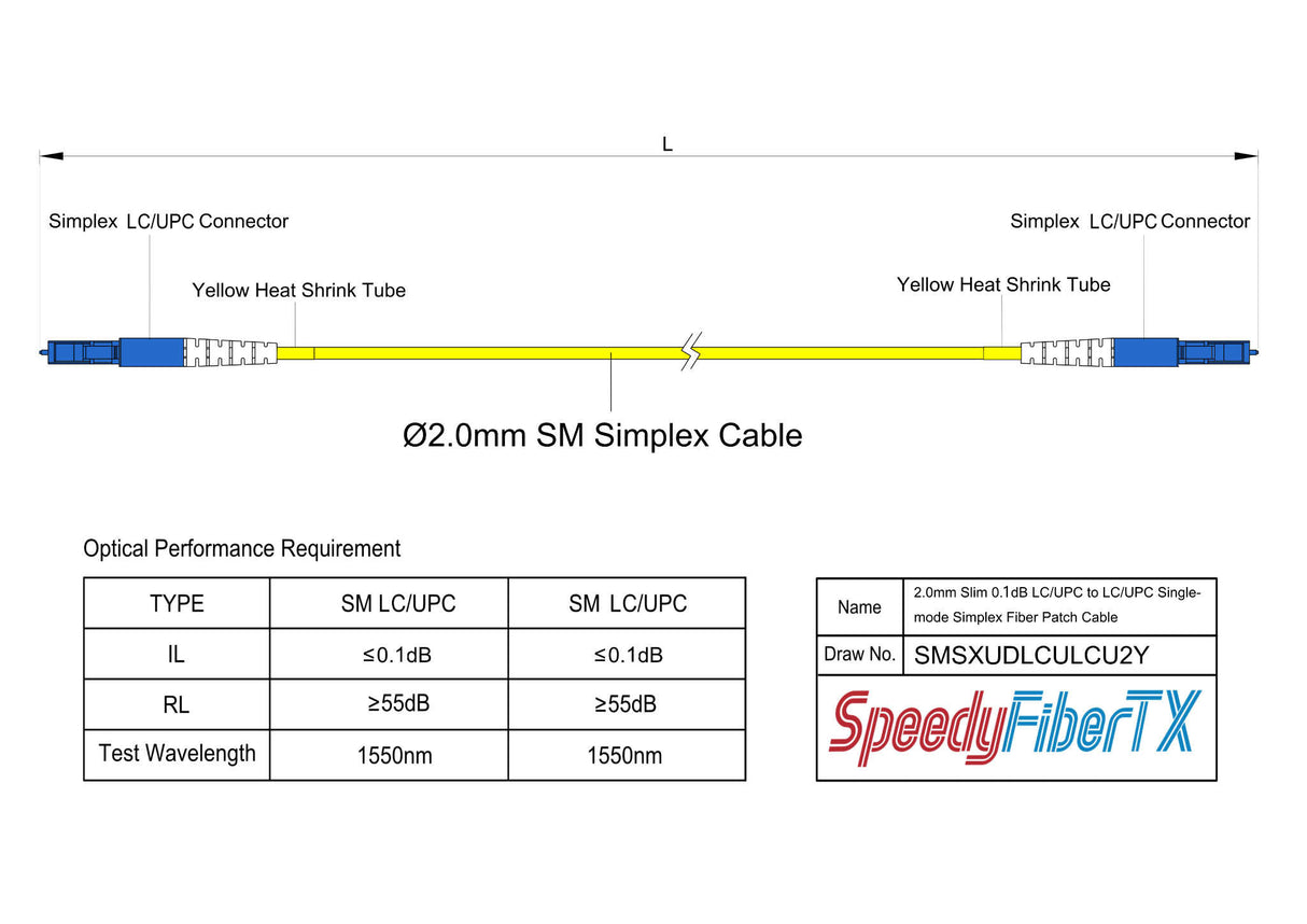 Ultra Low Loss 0.1dB Slim LC/UPC to LC/UPC Single-mode Simplex Fiber Patch Cable | Corning SMF-28 Ultra Fiber | OS1/OS2 Compatible | OFNR Jacket