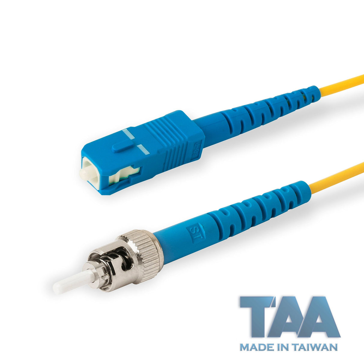 TAA Compliant Fiber Patch Cable | 0.2dB SC/UPC to ST/UPC Single-mode Simplex | Corning SMF-28 Ultra Fiber | OS1/OS2 Compatible | OFNR Jacket