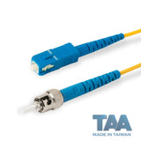 TAA Compliant Fiber Patch Cable | 0.2dB SC/UPC to ST/UPC Single-mode Simplex | Corning SMF-28 Ultra Fiber | OS1/OS2 Compatible | OFNR Jacket