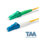 TAA Compliant Fiber Patch Cable | 0.2dB LC/APC to LC/UPC Single-mode Simplex | Corning SMF-28 Ultra Fiber | OS1/OS2 Compatible | OFNP Jacket